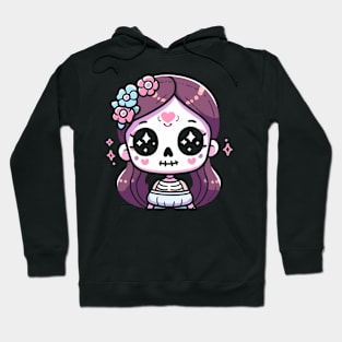 Kawaii Girl in a Halloween Costume | Cute Kawaii Chibi Skeleton Ghost Design Hoodie